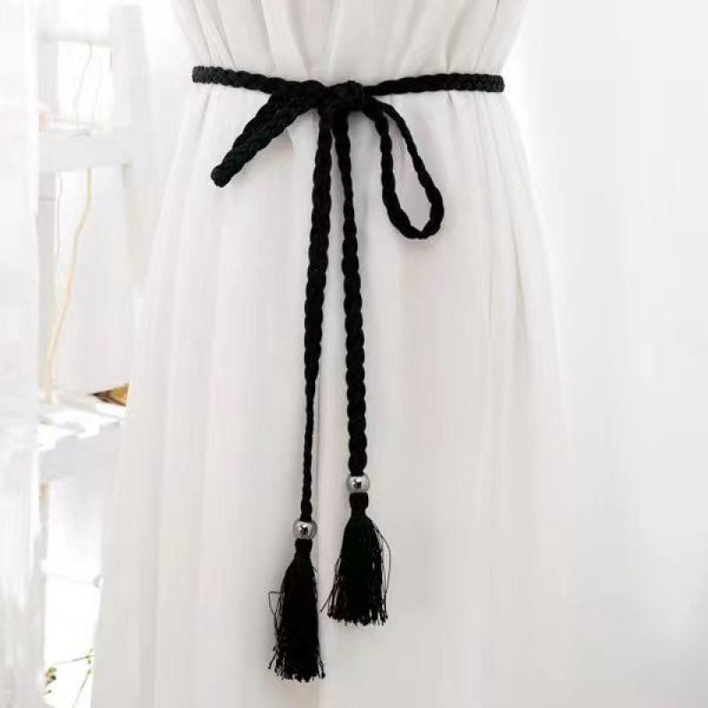 

Knotted Uniquely Designed Waist Chain For Women Featuring Chic Fringe Detail For Dresses Beaded Tassel Black