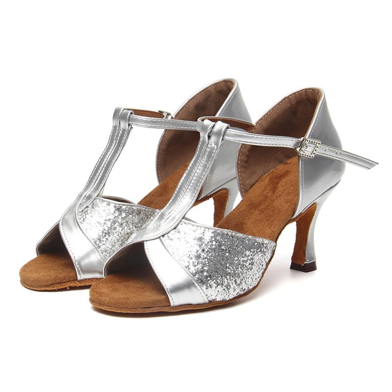 Women's Latin Dance Shoes Satin Ballroom Performance Dance Shoes 5 Color