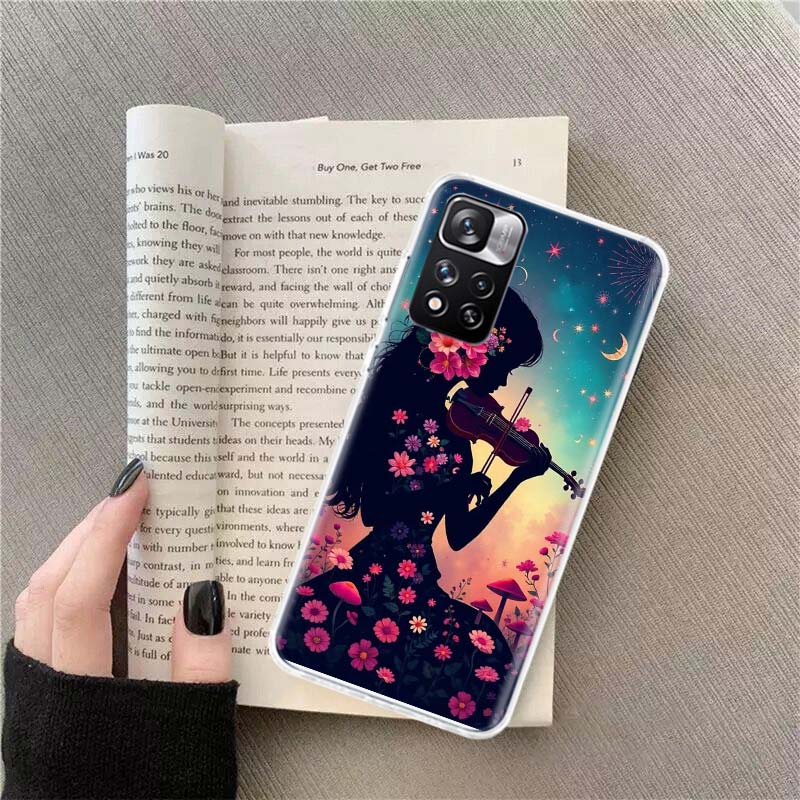 Groovy Mushroom Silhouette Phone Case For Redmi Note 13 12 Pro Plus 14 15 Pro 5G 11 11T 11E 11S 10 Pro 10S 9 9S Cover Cell Clear