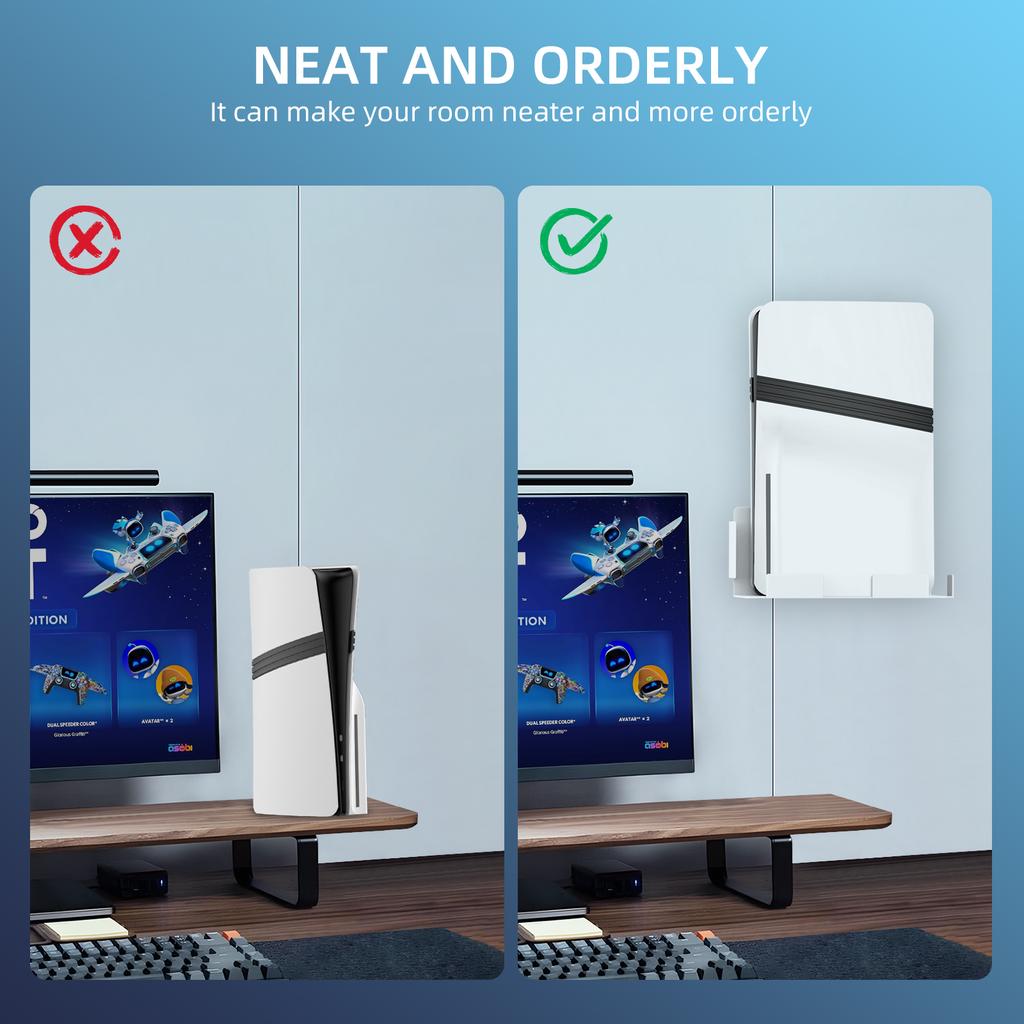 JYS JYS-P5226 Bracket for Sony PS5 Pro/PS5 Slim/PS5 Console Holder Wall Mount Storage Rack