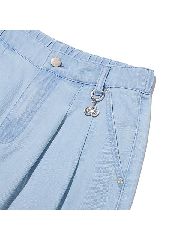 KIRSH Cool Wide Fit Elastic Waist Denim Pants [Light Blue]