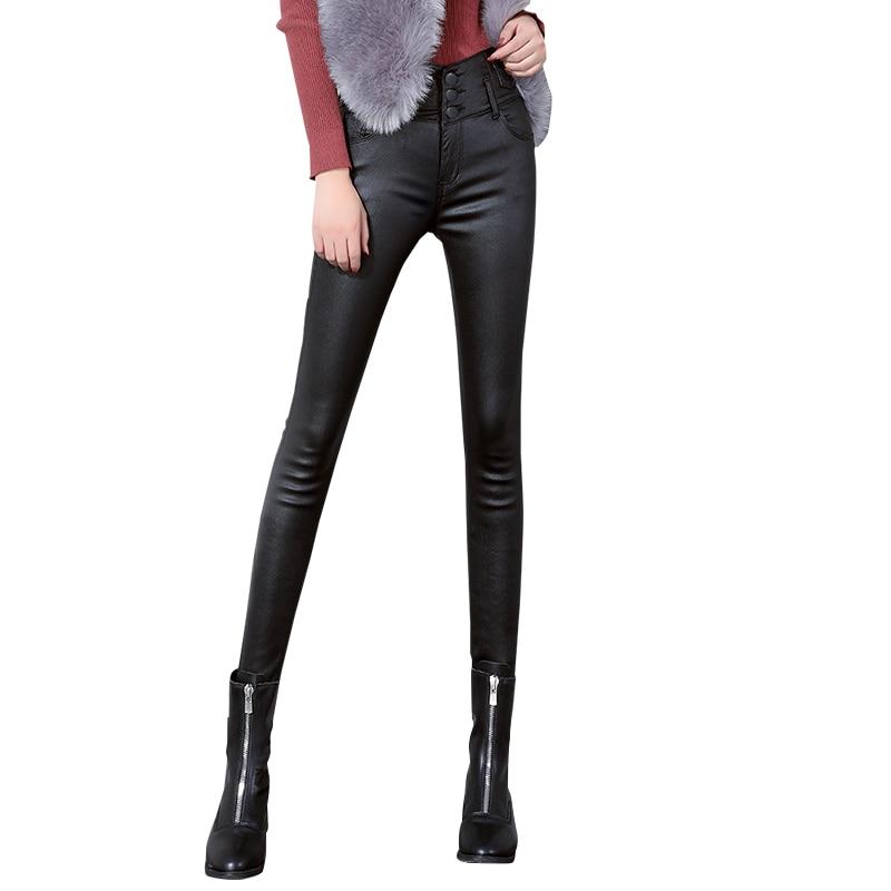 

Осень-зима 2022, модные теплые брюки, узкие брюки, женские повседневные брюки, сексуальные кожаные тонкие узкие брюки-карандаш, эластичные брюки L