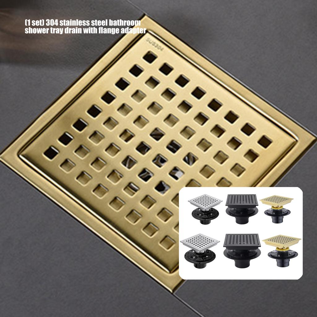 Stainless Steel Floor Drain Replacement Square Shower Floor Drain Flange Stainless Steel Hair Strainer Removable Grid
