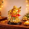 The Spiritual Living Feng Shui Laughing Buddha with Coin Chain and Wealth Pot In Hand