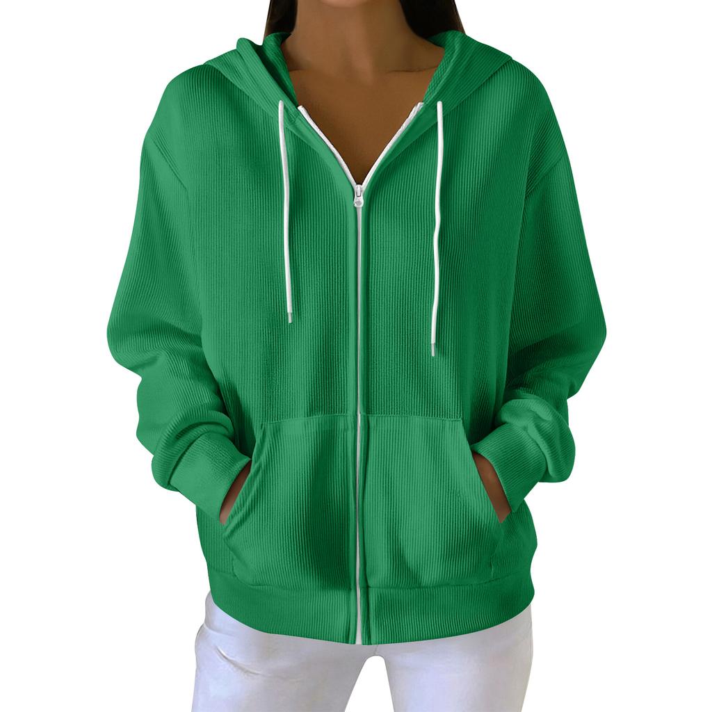 Women's Casual Fashion Long-Sleeved Zip-Up Christmas Print Knitted Hoodie