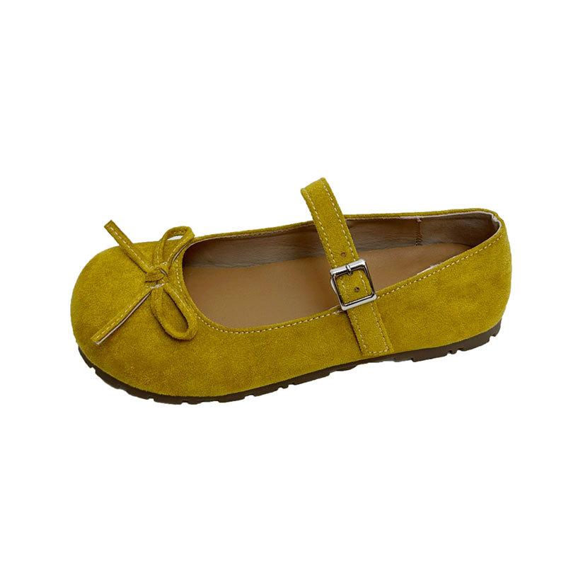 French bow sweet ballet shoes women's 2025 spring and summer new soft sole with skirt jk Mary Jane small leather shoes