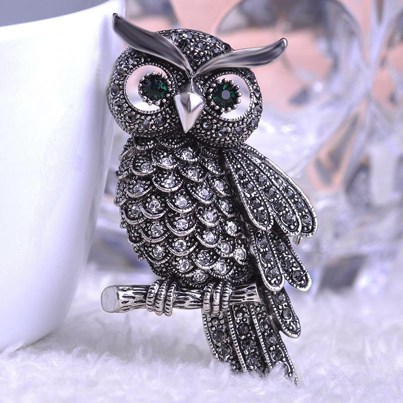 High End Luxury Diamond Studded Blue Cat Head Eagle Brooch, Retro High-End Feel, Women'S Clothing Anti Glare Pin