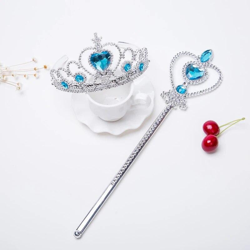 Non-Toxic 6Pcs Rhinestone Tiara Crown And Magic Wand With Glitter Crystal Head Hoop Jewelry Hair Accessories For Children Teens Birthday Gift