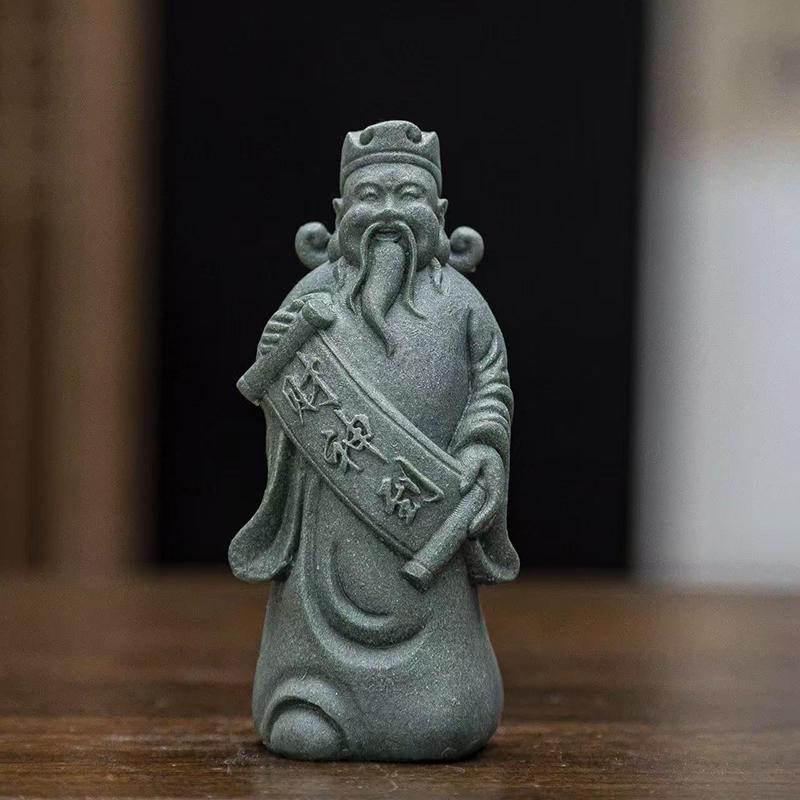 Sandstone God of Wealth Statue Chinese mythological figure ornaments Home Office Wealth Gathering Decoration Accessories