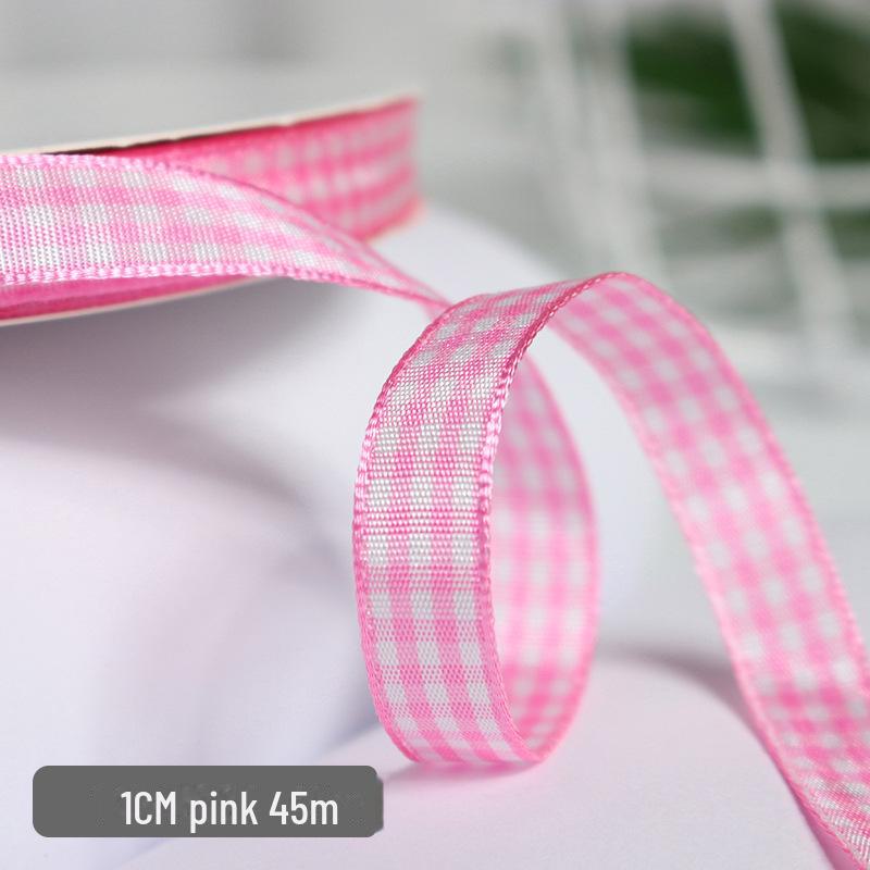 1cm Solid Color Plaid Ribbon for Cake Box Packaging and Decoration