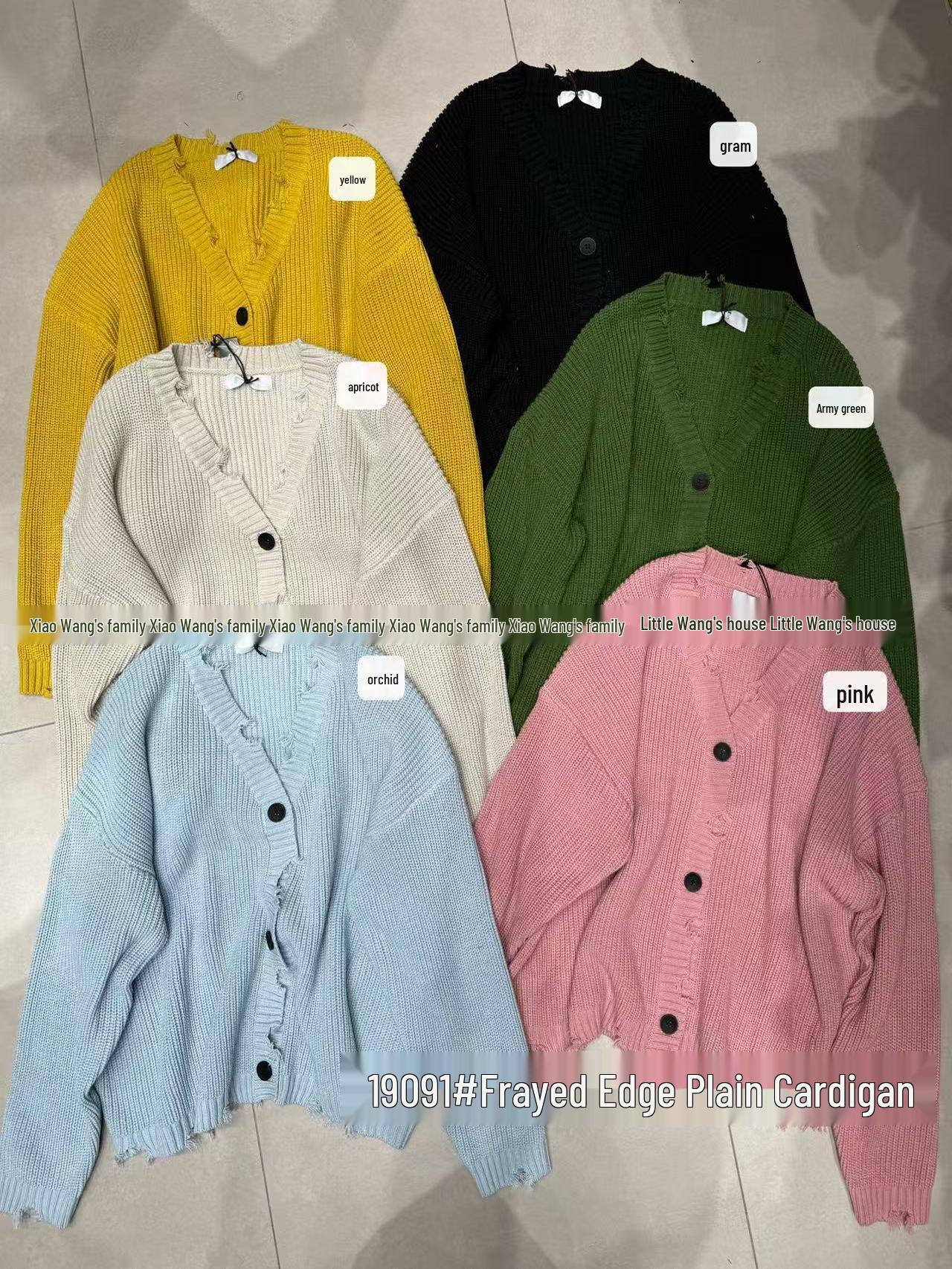 

Xiao Wang s 19091 Spring Korean Loose Plus Size Casual Distressed Knit Cardigan One Size рожевий/персиковий