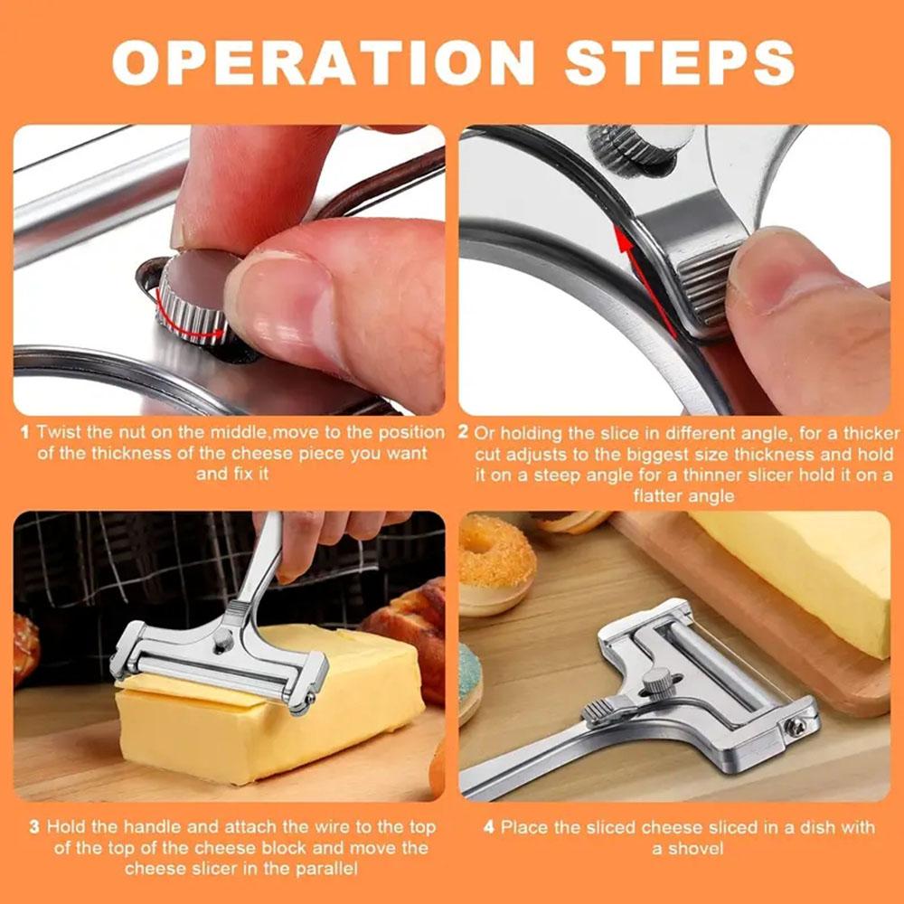 Adjustables Cheese Slicers With Hanging Holes Heavy Duty Cheese Block Cutter For Soft Cheese