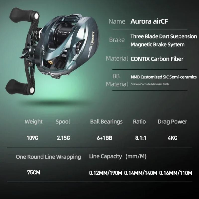 Ultralight Casting Reel with Ceramic Bearing 109G 3D Suspension Magnetic Brake 8.1:1 Ratio Spinning Reel 4KG Drag Power Baitcasting Fishing Reel