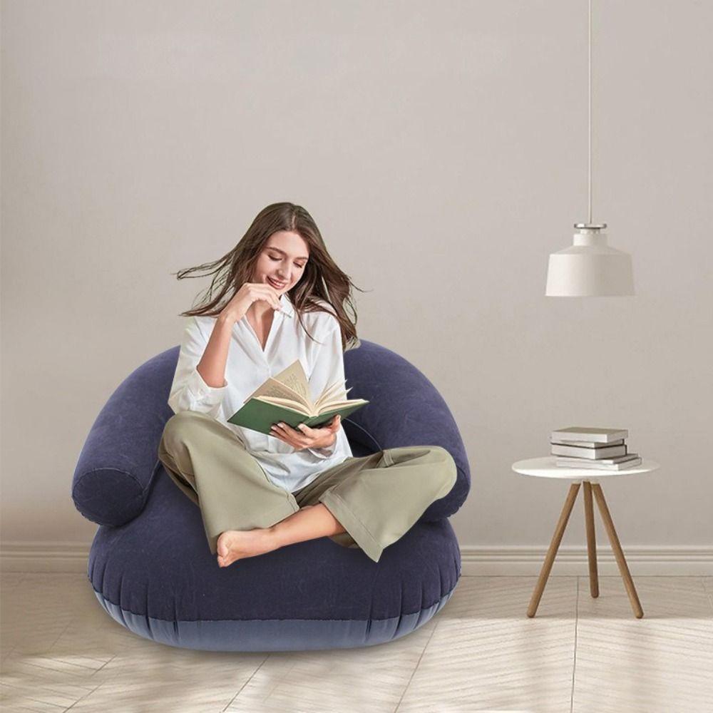 With Backrest U-Shaped Flocking Sofa With Armrests Inflatable Bean Bag Chair Leisure Bean Bag