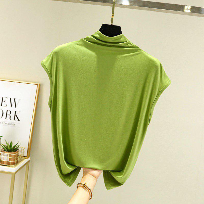 Großformat Modal Damen Hochgeschlossenes Ärmelloses Locker Geschnittenes Schlankmachendes Shirt - Frühling/Sommer
