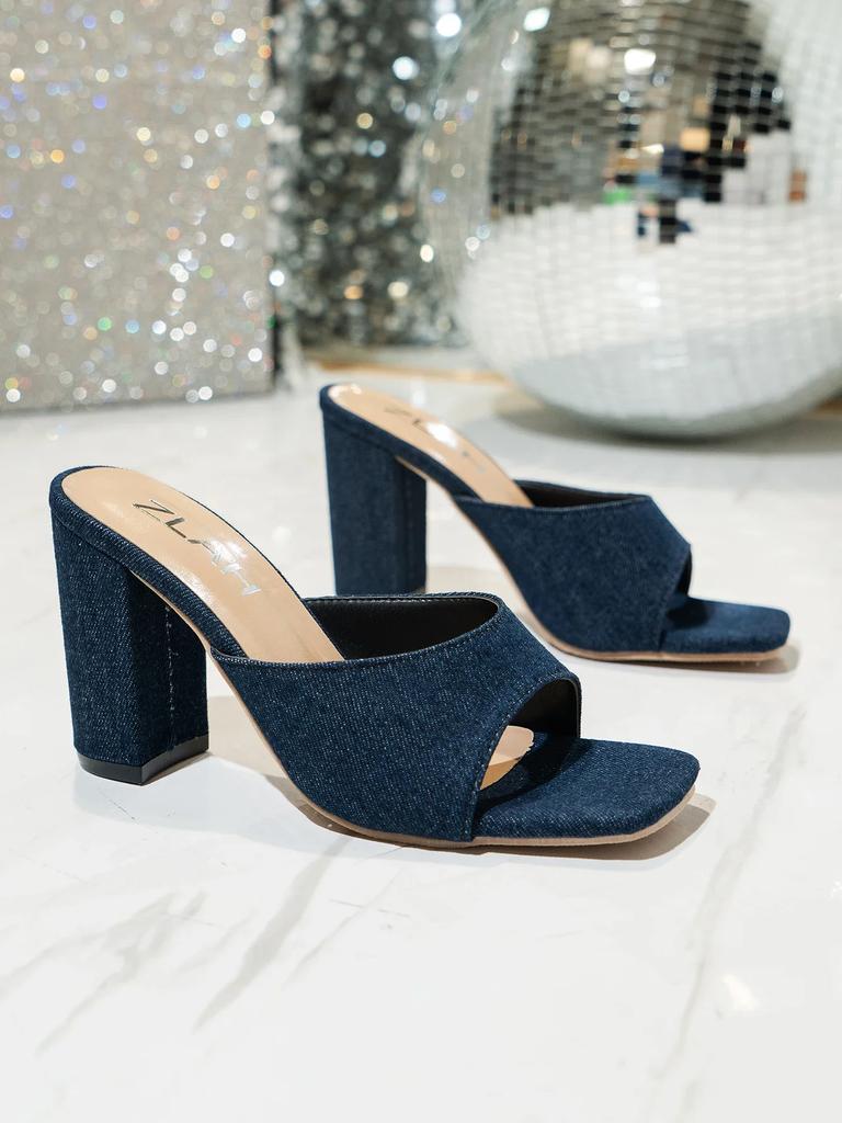 Nowe Letnie Klapki z Kwadratowym Noskiem, Odkrytymi Palcami, Płytkim Wycięciem i Grubą Podeszwą, Outdoorowe, Seksowne, Eleganckie, Modne, Jednokolorowe Sandały Damskie