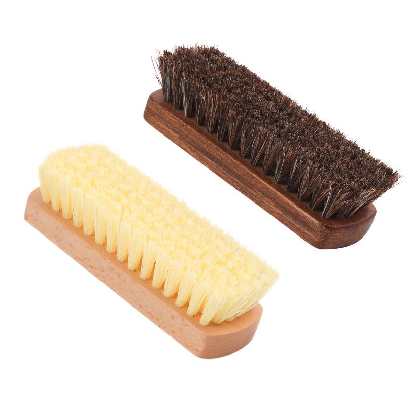 Premium Beech Wood Shoe Brush with Boar Bristles – Gentle Horsehair for Polishing & Dust Removal, Safe for Shoes