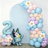 Bluey Pastel 2nd Birthday Balloon Arch Set Number 2 Foil Balloon Blue Dog Flower Garland Kids Party Decor Photo Backdrop Kit Set