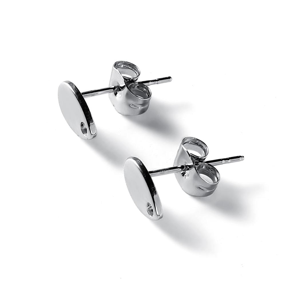 10pcs/lot Gold Color Stainless Steel Heart Drops Round Hole Ear Studs With Earring Plug For DIY Jewelry Making Accessories