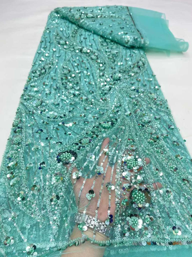 African Nigerian Groom Tulle Lace Fabric 2026 High Quality Sequins Embroidery Beaded Nigerian French Wedding Party Dress 5 Yards