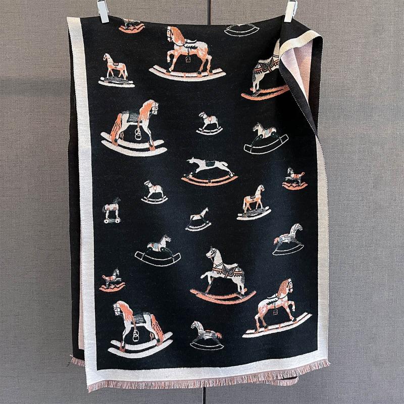 

Новый шарф из искусственного кашемира, осенне-зимняя мода, шарф с античным троянским конем, темпераментная дорожная шаль 185*65cm