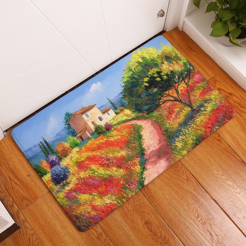 Door Mat Anti-slip Mat Living Room Decorative Carpet Retro Oil Painting Door Mat Welcome Mat Pastoral Style Carpet