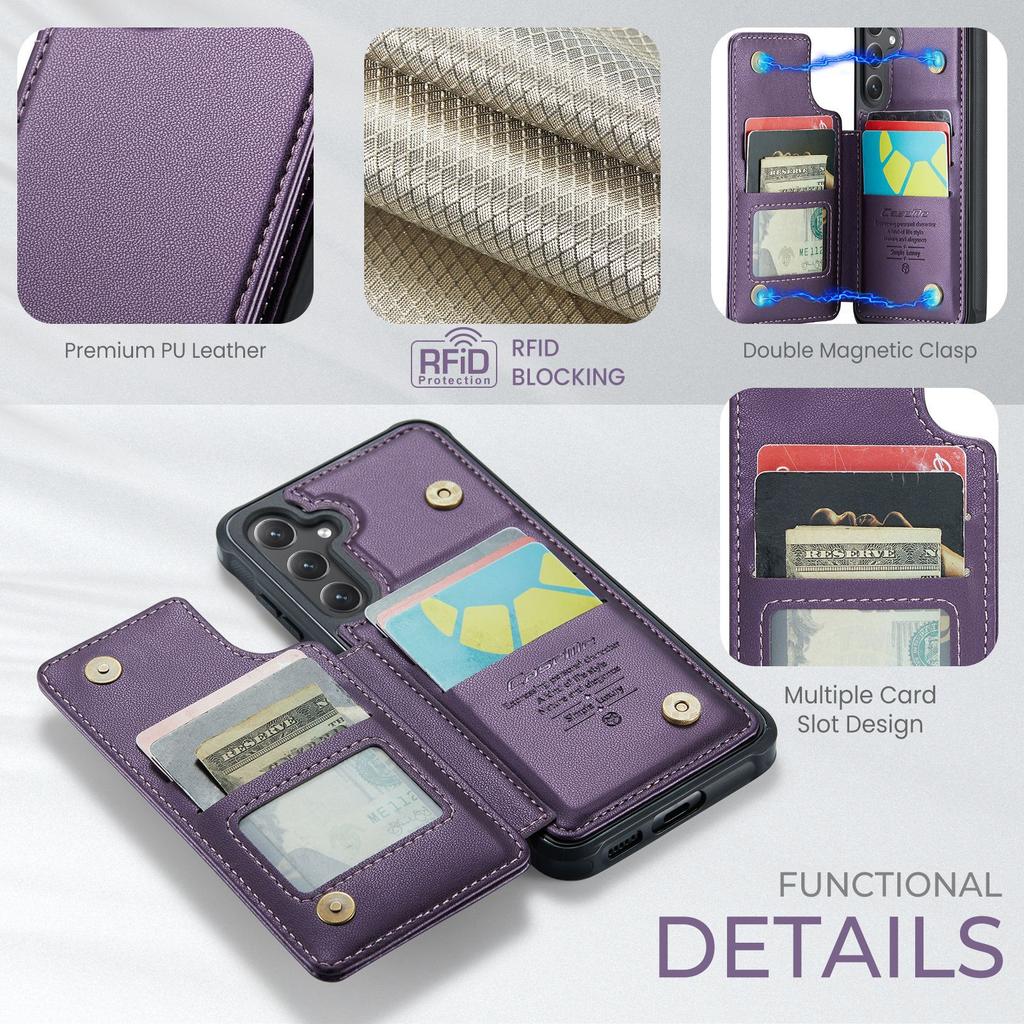 Suitable for Samsung S25Edge phone case, A56 card slot anti-drop leather case, A36 RFID stand protective bottom case