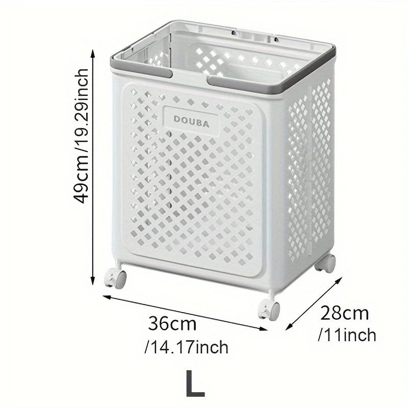 Foldable Storage Basket, Small Plastic Laundry Basket with Wheels and Handles, Space-saving Rolling Basket