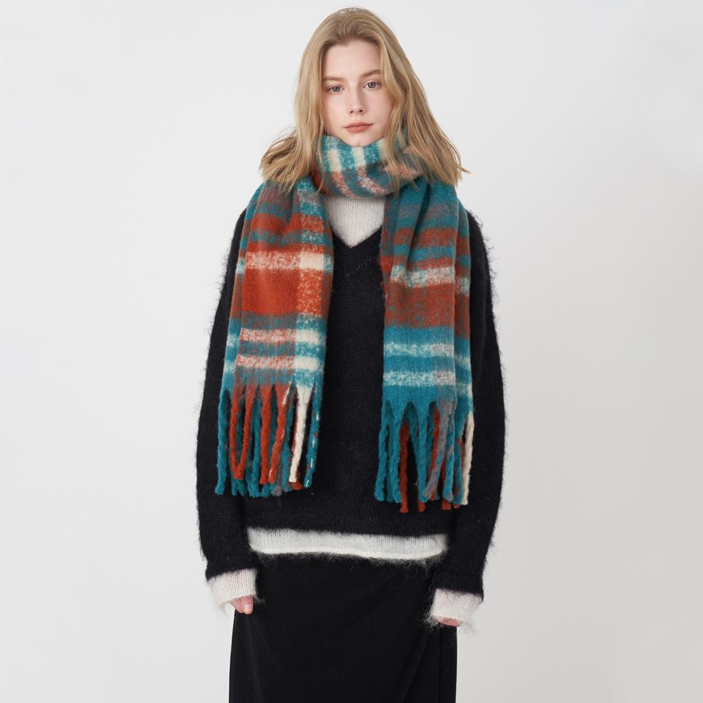 Winter New Women's Soft Imitation Cashmere Plaid Scarf Retro Scarf Women