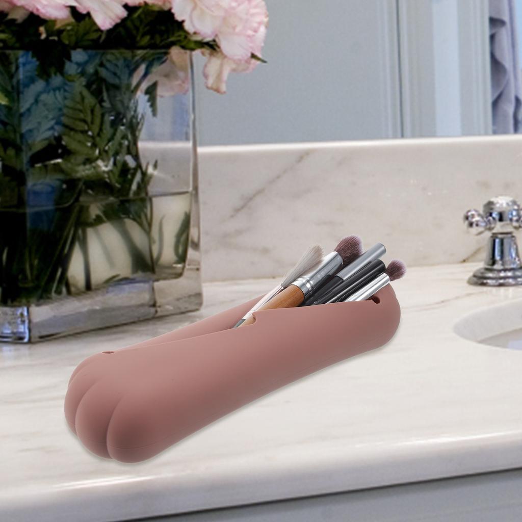 Silicone Makeup Brush Holder Travel Case Portable Lightweight Eyebrow Pencil Storage Bag Tool Organizer for Women Gift
