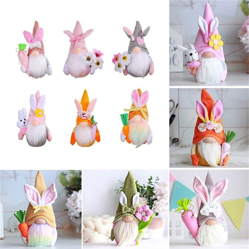 Easter Faceless Gnome Rabbit Doll Spring Easter Festival Party Home Decorations Kids Gift Favor Rabbit Carrot Ornament