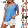 Women's Fashion Casual Solid Color Print Short Sleeve V Neck Blouses & Shirts