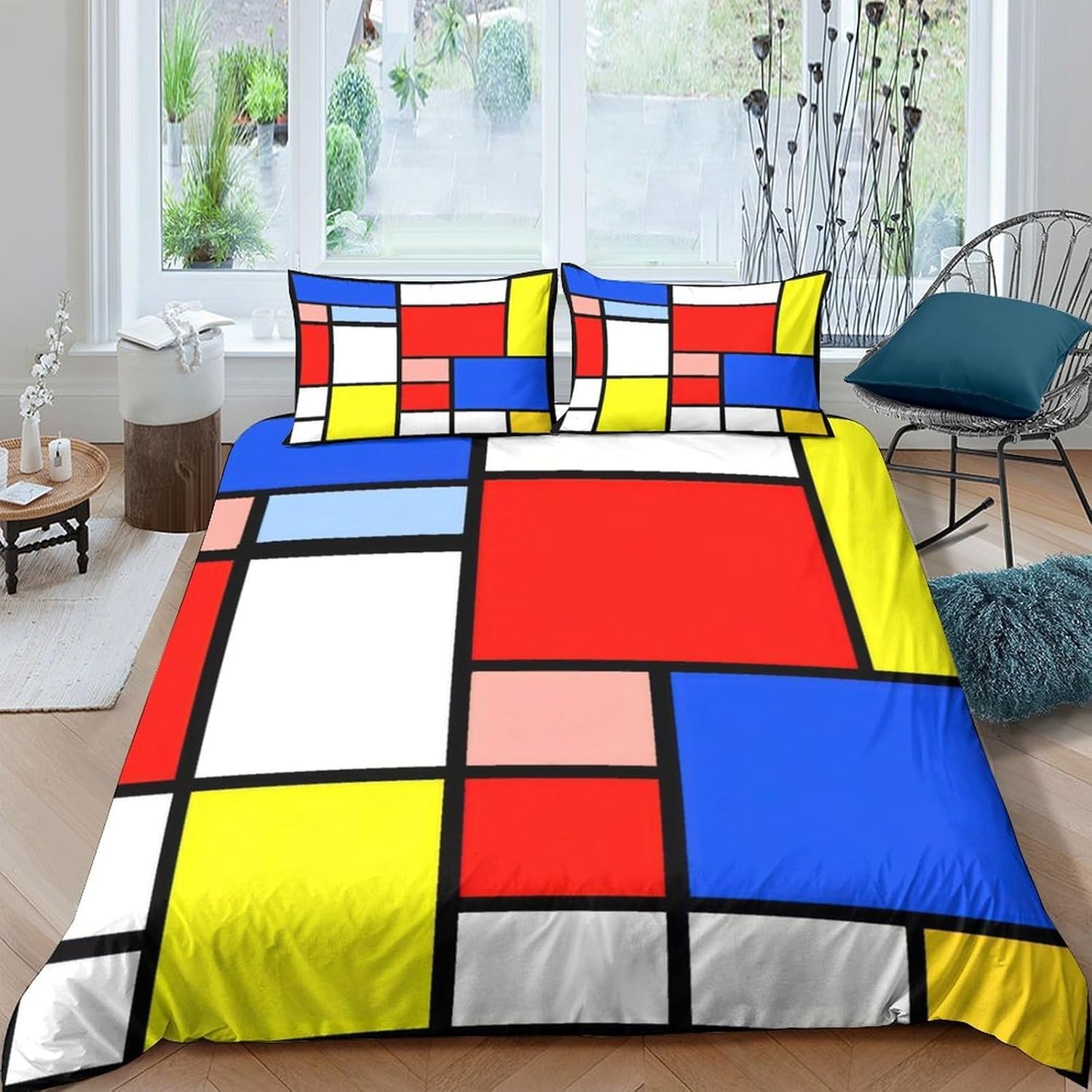 Geometrische Kunst Dekbedovertrek Cartoon Beddengoed Set Eenpersoons Maat Dekbedhoes Microvezel Dekbedhoes Met Rits En Kussensloop 2 Stuks 90x200cm 2pcs