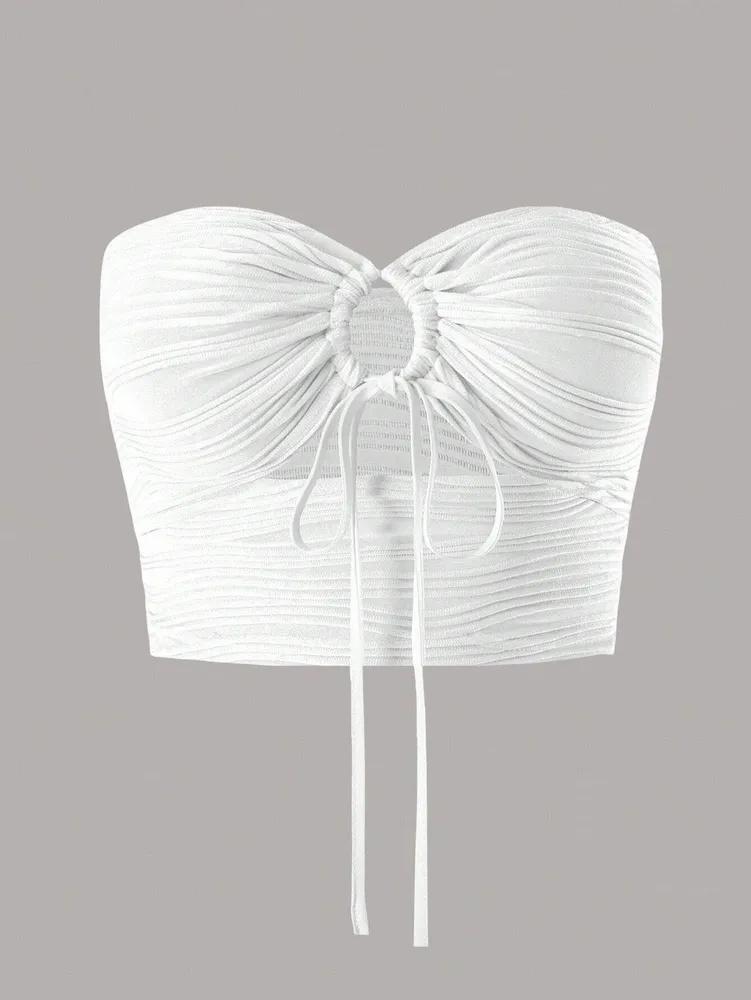 

Топ-труба phumee на кулиске с вырезами без бретелек A2100 L белый