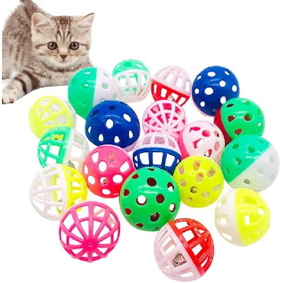 PET SHOW 20 Pcs Cat Crinkle Toy Ball 2.5inch Mylar Cat Pounce Chase Toys Colorful Paper Ball Chase Training Activity for Cats Kittens