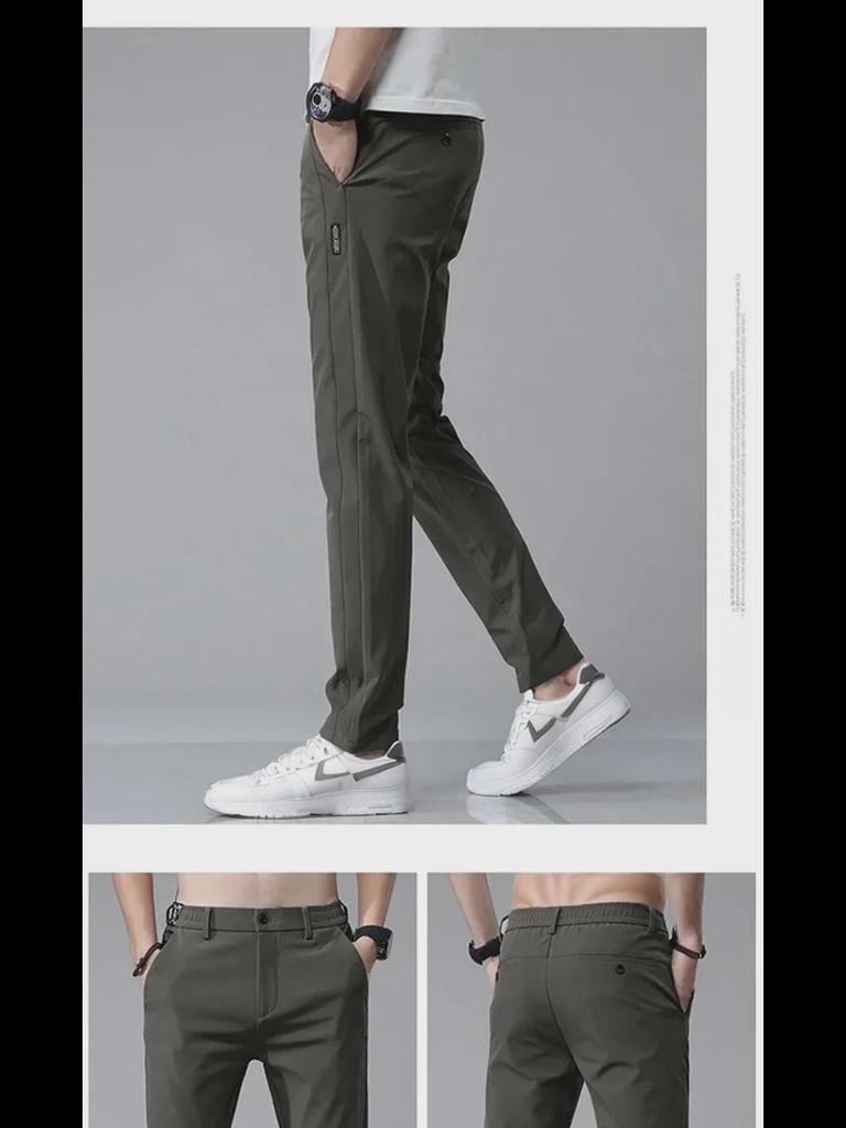 Men's Four-Season Ice Silk Quick-Dry Casual Pants - Straight, Loose, Elastic Sports Trousers