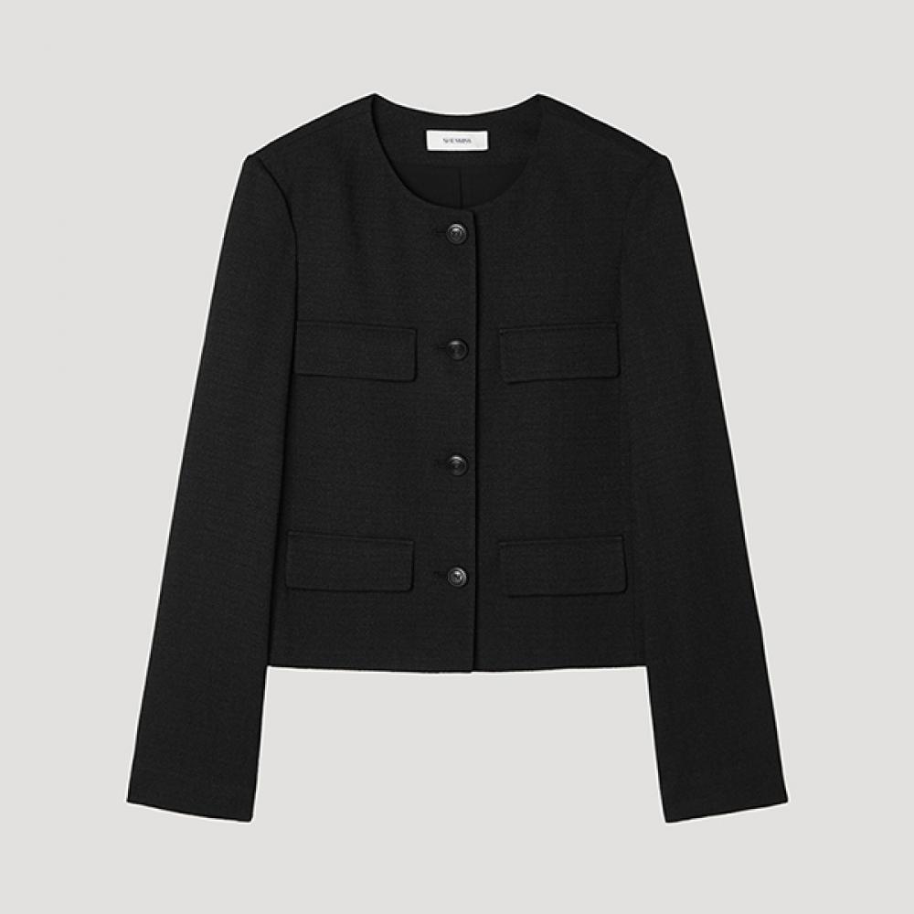 

[She S miSS] Куртка с круглым вырезом и передним карманом Swwjkp22130 Bk blacks/55