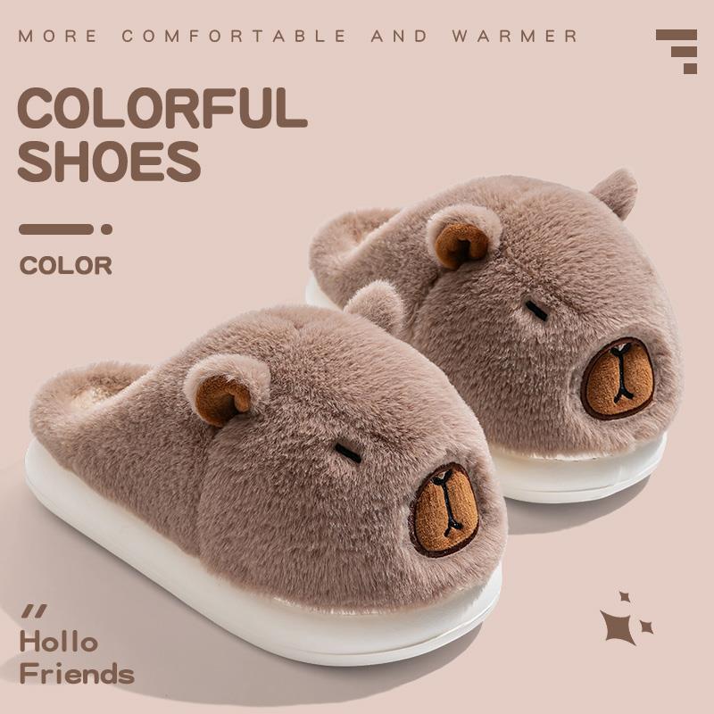Kapibara new cotton slippers plush couple cute autumn and winter home indoor warm non-slip cotton slippers