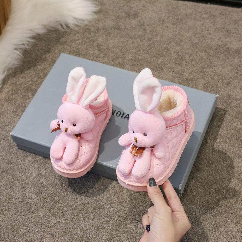Cartoon Rabbit Children's Snow Boots Women Winter Boys Short Boots Plus Velvet Thick Baby Cotton Shoes Children's Shoes Women