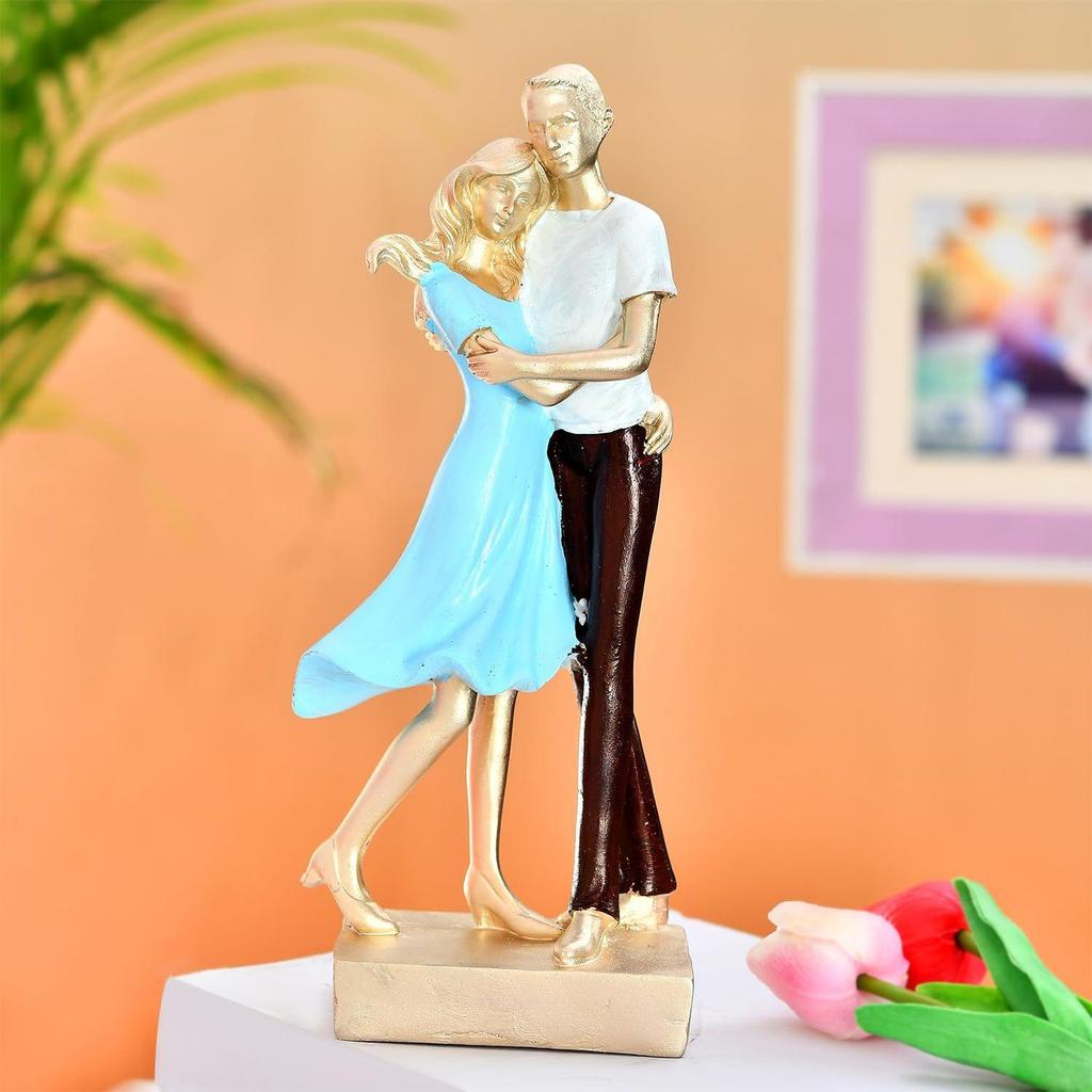 Ethereal Hugging Couple Sculpture | A Tender Expression of Warmth & Togetherness | Perfect for Romantic Interiors – Pack of 1, Multicolor