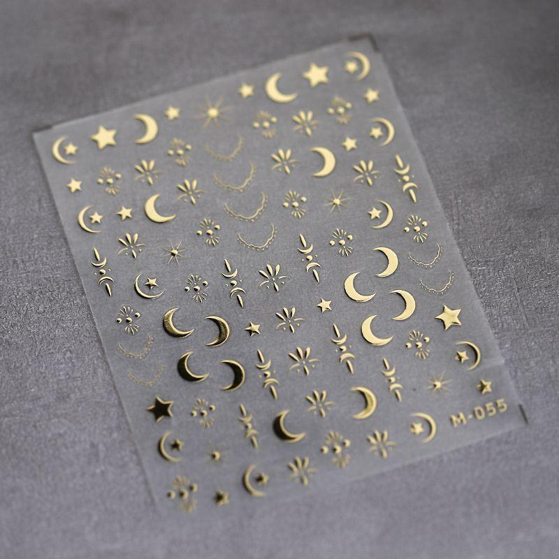 

Season Gilding Gold Silver Star Moon Micro Relief Nail Sticker Waterproof Nail Sticker Decorative Decals Ornament M055 M055 Gold