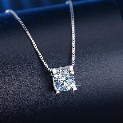 Classic 1-Carat Moissanite Pendant Necklace for Women – European & American Trendy Jewelry
