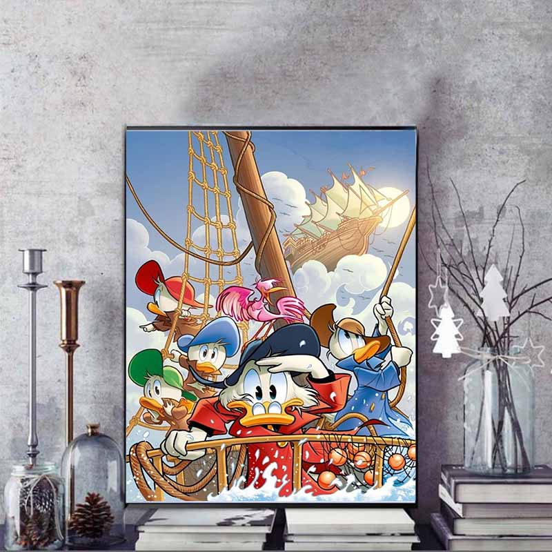 Disney 5D DIY Diamond Painting Donald Duck Club Illustration Cartoon Full Diamond Mosaic Diamond Painting Art Wall Decoration Craft Set