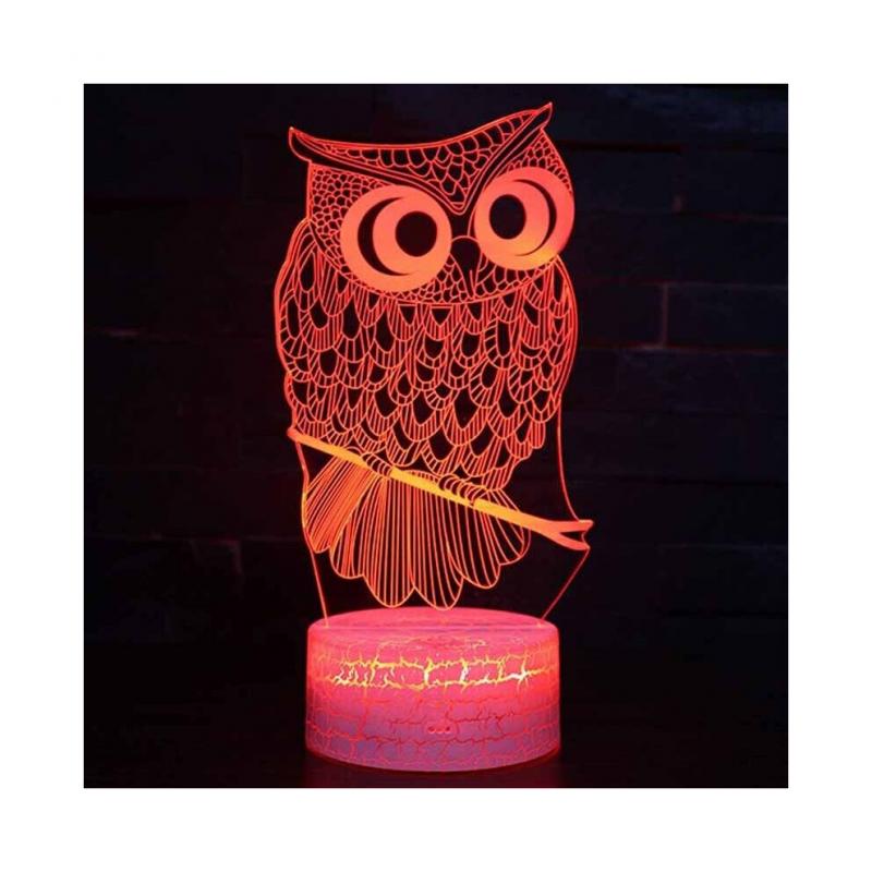 Lampe de Table de Bureau à Interrupteur Tactile Mode Enfant Hibou 3D Veilleuse LED Décoration de Chambre à Coucher Cadeaux de Noël