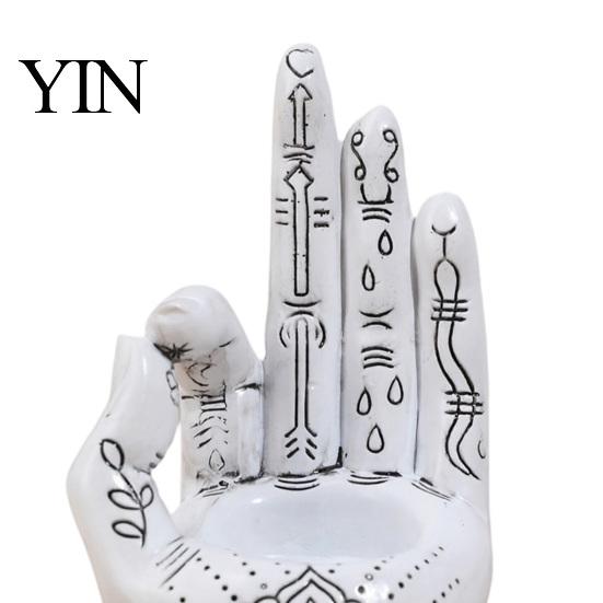 Resin Hand Statue for Meditation Palmistry Incense Holder, Statue, Decorative Sculpture Stick Ancient Mystical Palm Home Table Decor Holder