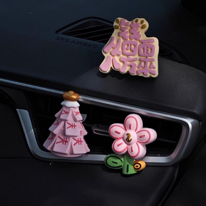 Car Air Freshener, Car Vent Decoration, Money Tree, Wealth Flower, In-Car Aroma Diffuser Stone, Fragrance, Good Luck Gift