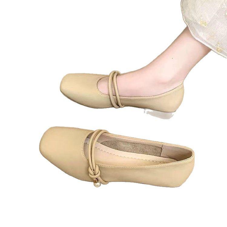 Temperament Mary Jane Fairy with Skirt Small Leather Single Shoes Girl 2025 New Spring Evening Wind Flat Granny Pouch Shoes