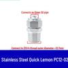 304 Stainless Steel Pneumatic Quick Connect Fitting for Air Hose and PTFE Tube, PC8-02.