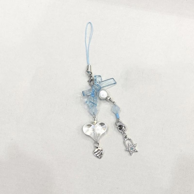 Unique Butterfly Beaded Mobile Phone Pendant Lanyard Embellishment Keychain Keyring Bag Accessory for Fashion Enthusiast