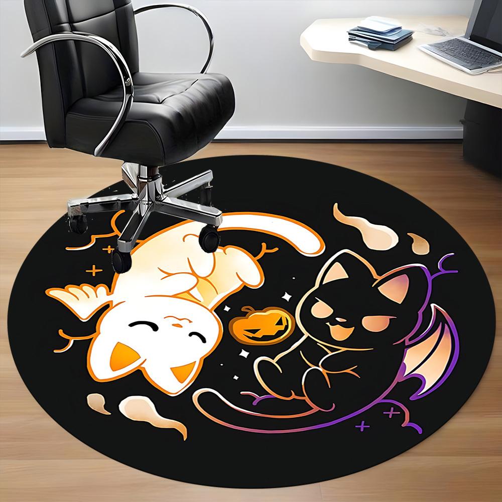 1pc Halloween Cats Office Round Area Rug, Under Office Chairs Bedroom Living Room Home Decor, Room Deco, Available in Various Sizes